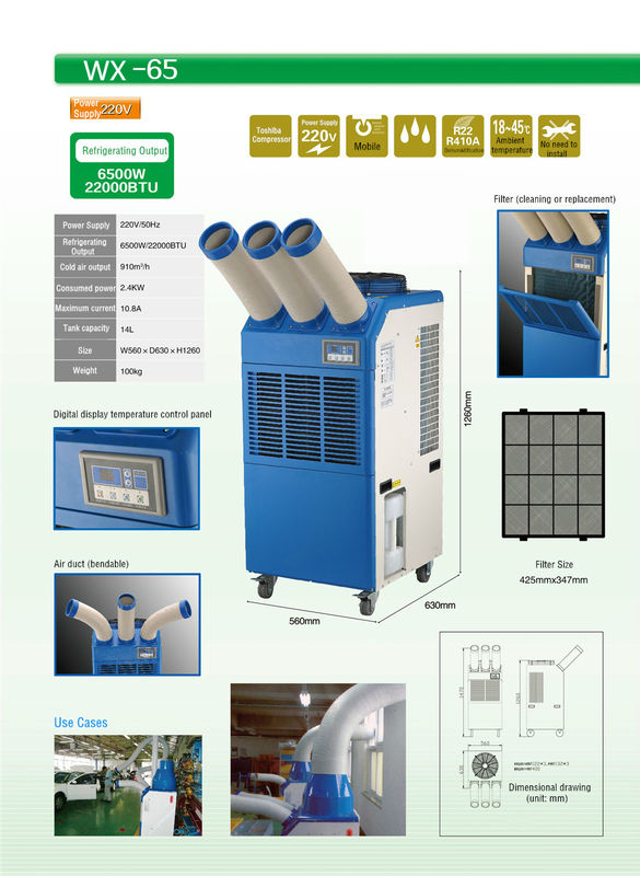 22000BTU commerciële Draagbare Airconditionerhuur/Tijdelijke Airconditioningshuur 6.5KW